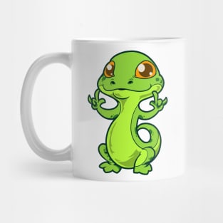 Cartoon gecko shows I love you - ASL hand gesture Mug